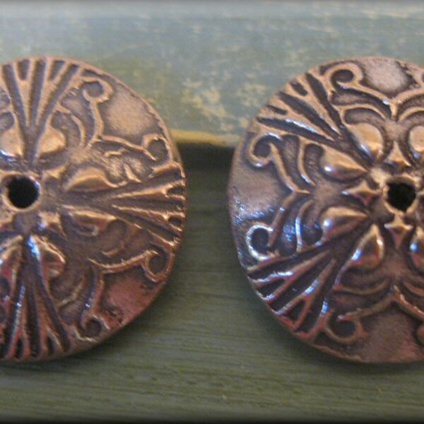 Handmade Solid Bronze Bead Caps - One Unique Pair!