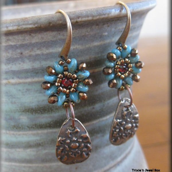 PATTERN - Frankie's Delight Earrings Beadweaving Pattern - Digital Download!!