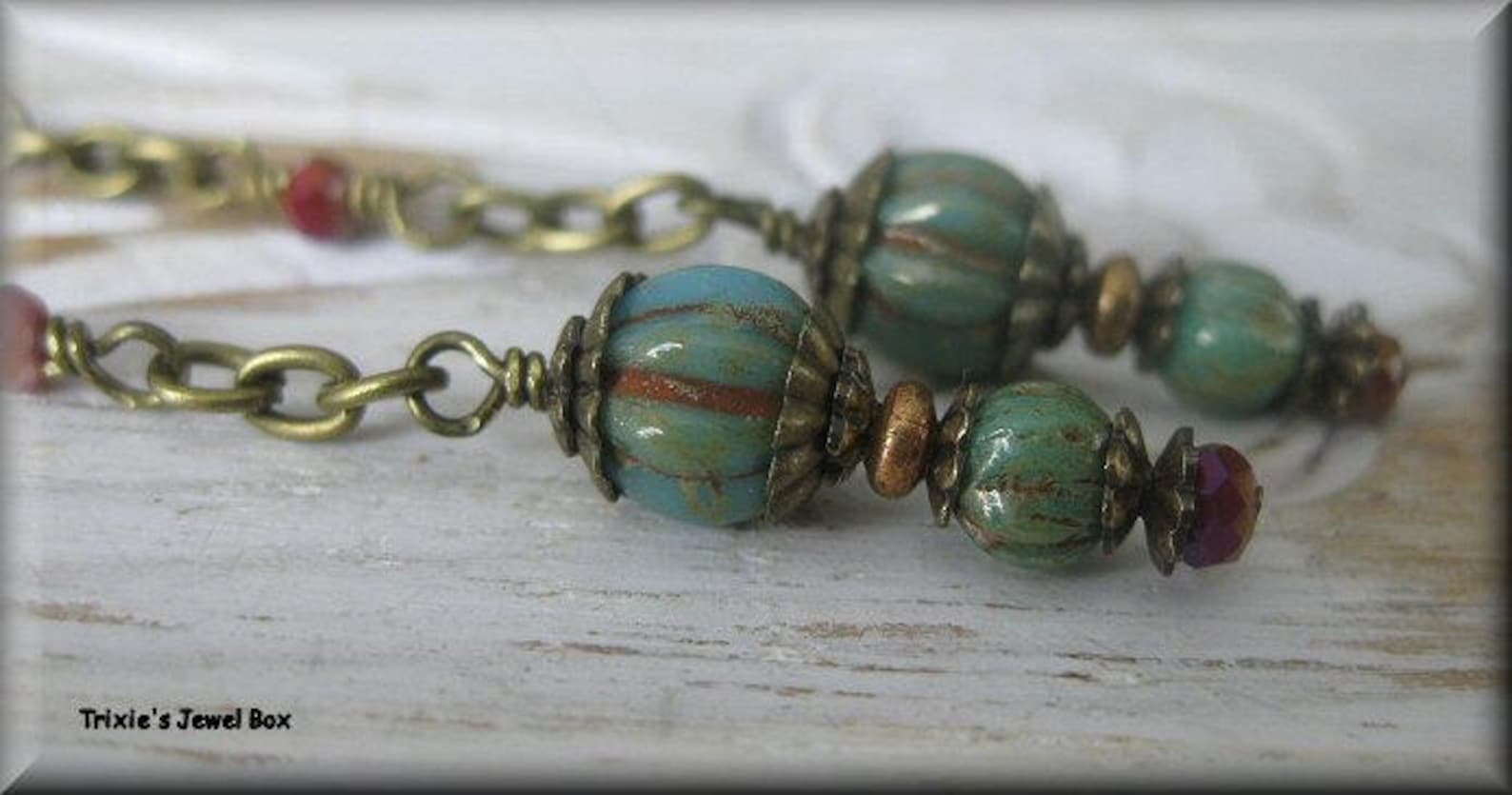 Bronze Dangle Turquoise Blue Plumb Bob Earrings Etsy