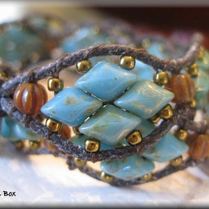 KIT Diamonds for Holly Wrap with Ring Bracelet Beadweaving KIT Turquoise Colorway image 5