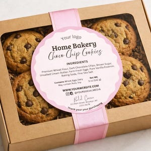 Editable Cookie Labels, Small Business Packaging, Bakery Sticker Template (Digital Download)
