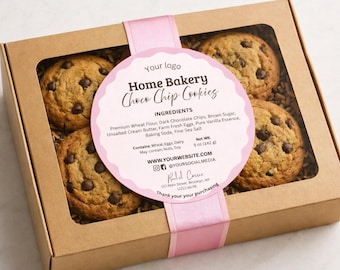 Bearbeitbare Cookie-Etiketten, Verpackung für kleine Unternehmen, Bäckerei-Aufklebervorlage (digitaler Download)