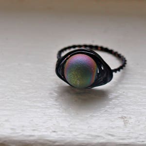 Titanium Aura Quartz Ring Titanium Aura Quartz Jewelry Galaxy Ring for Men for Woman Galaxy Jewelry Ring Rainbow Ring Band Rainbow Crystal