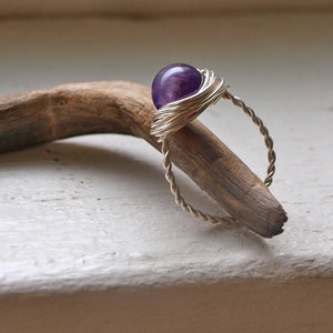 February Birthstone Jewelry, Silver Amethyst Band Ring, Amethyst Wedding Ring, Amethyst Wedding Band Valentines Day Gift for Girlfriend Ring