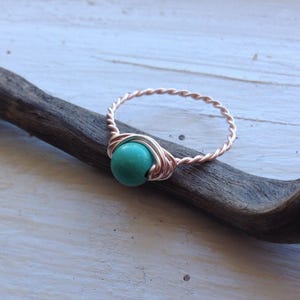 Genuine Turquoise Ring - Natural Turquoise Ring - Turquoise Stacking Ring - Turquoise Wedding Ring - Round Turquoise Ring - Turquoise Band