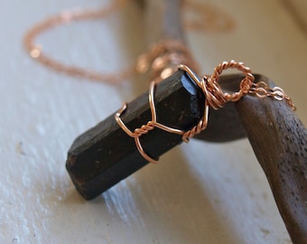 Black Tourmaline Necklace Small Black Tourmaline Pendant Rose Gold Healing Crystal Necklace Small Black Crystal Necklace Gift For Girl