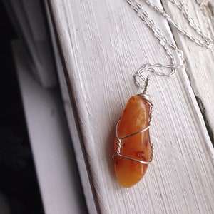 Silver Carnelian Necklace - Gift for Her Jewelry Orange - Orange Crystal Necklace - Healing Crystals and Stones Jewelry - Gift for Goddess