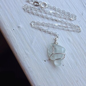 Aquamarine Necklace Wirewrapped with Sterling Silver - Natural Crystal  Pendant - Healing, Ecofriendly, Made with Love