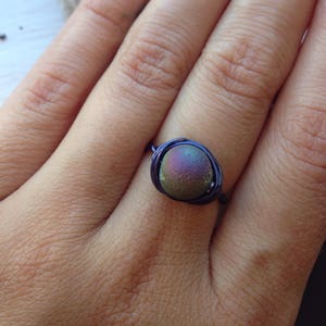Titanium Aura Quartz Ring Titanium Aura Quartz Jewelry Galaxy Ring for Men for Woman Galaxy Jewelry Ring Rainbow Ring Band Rainbow Crystal