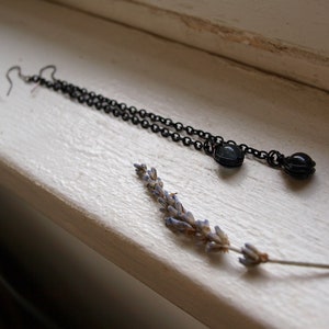 Long Gothic Earrings - Long Black Crystal Earrings - Black Gothic Steampunk Jewelry - Black Tourmaline Crystal Jewelry, Gothic Jewelry Gift