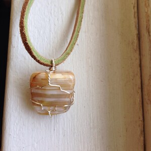 Braune Achat Halskette - Wire Wrap Achat Halskette - Umweltfreundliche Halskette - Gestreifte Achat Halskette - Achat Halskette Männer - Boho Chic Halskette