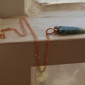 Green Kyanite Necklace - Green Kyanite Jewelry - Green Kyanite Pendant - Gemmy Kyanite - Green Crystal Necklace Woman - Rose Gold Crystal
