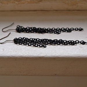 Long Gothic Earrings - Long Black Crystal Earrings - Black Gothic Steampunk Jewelry - Simple Gothic Earrings - Gothic Jewelry Gift Woman