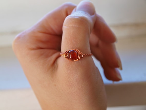 Sardonyx Wire Wrapped Ring, Any Size Ring, Copper Sardonyx