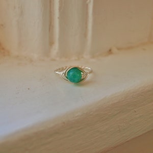 Green Fire Agate Ring Sterling Silver Healing Jewelry Crystal Healing Spiritual Jewelry Passion Crystal Creativity Crystal Band Ring Gift image 2