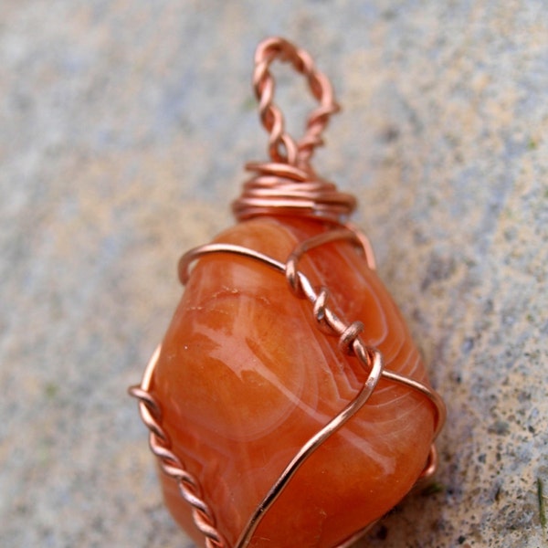 Place an Order for a Simple Copper Wire-Wrapped Healing Crystal Pendant, Custom Pendant, Customized Pendant