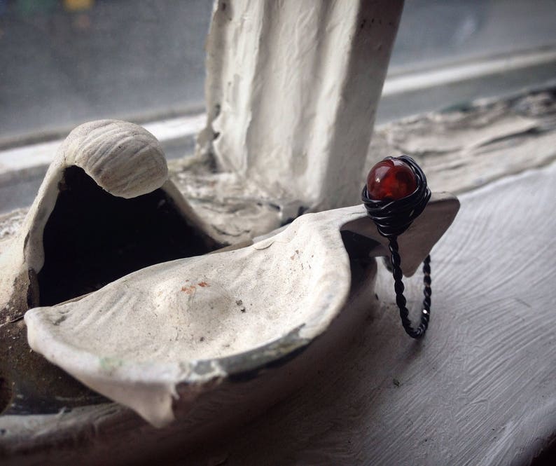 Sardonyx Wire wrapped Ring with Black Copper Any Size Crystal Healing Spiritual Jewelry Passion, Creativity, Crystal Band Ring image 4