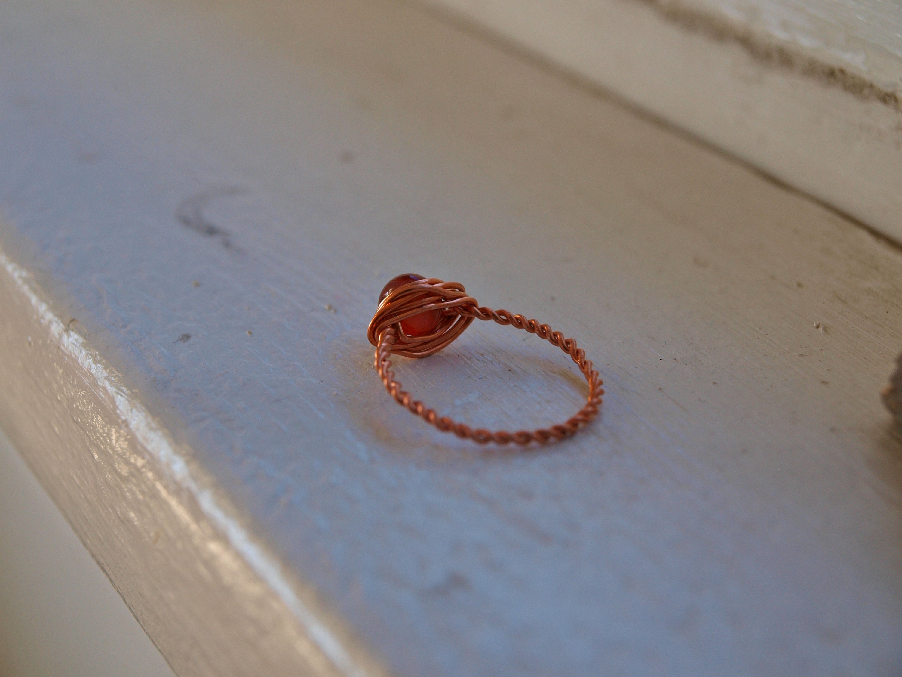 Sardonyx Wire Wrapped Ring, Any Size Ring, Copper Sardonyx