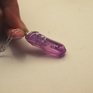 Purple Aura Quartz Necklace, Silver Aura Quartz Necklace, Aura Quartz Pendant, Silver Quartz Crystal, Aura Crystal Gift for Her for Him image 5