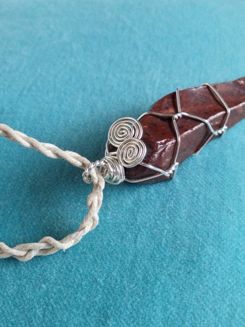 Ecofriendly Natural Hemp Fair Trade Sustainably Sourced Silver Mahongany Obsidian Raw Dulled Spear Necklace Sustainable