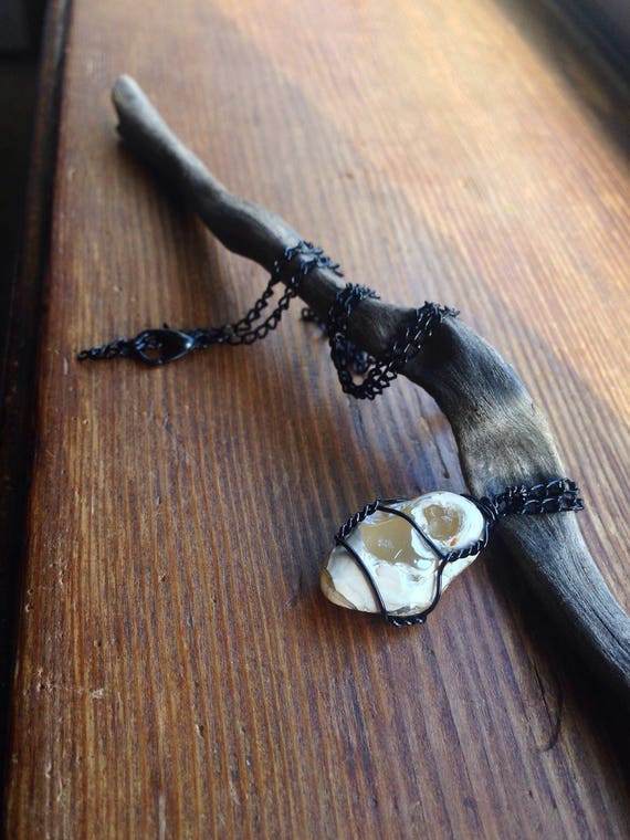 Oregon Agate Pendant Necklace Black Copper Wirewrap Jewelry | Etsy