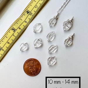Herkimer Diamond Raw Necklace Double Terminated Quartz Crystal .925 Ecofriendly Sterling Silver Made to Order 10-14 mm