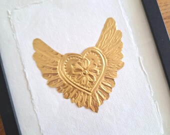 Romantisch hart kunstwerk in houten lijst | Huwelijk | Jubileum cadeau, 23,5cmx31,5cmx1,7cm