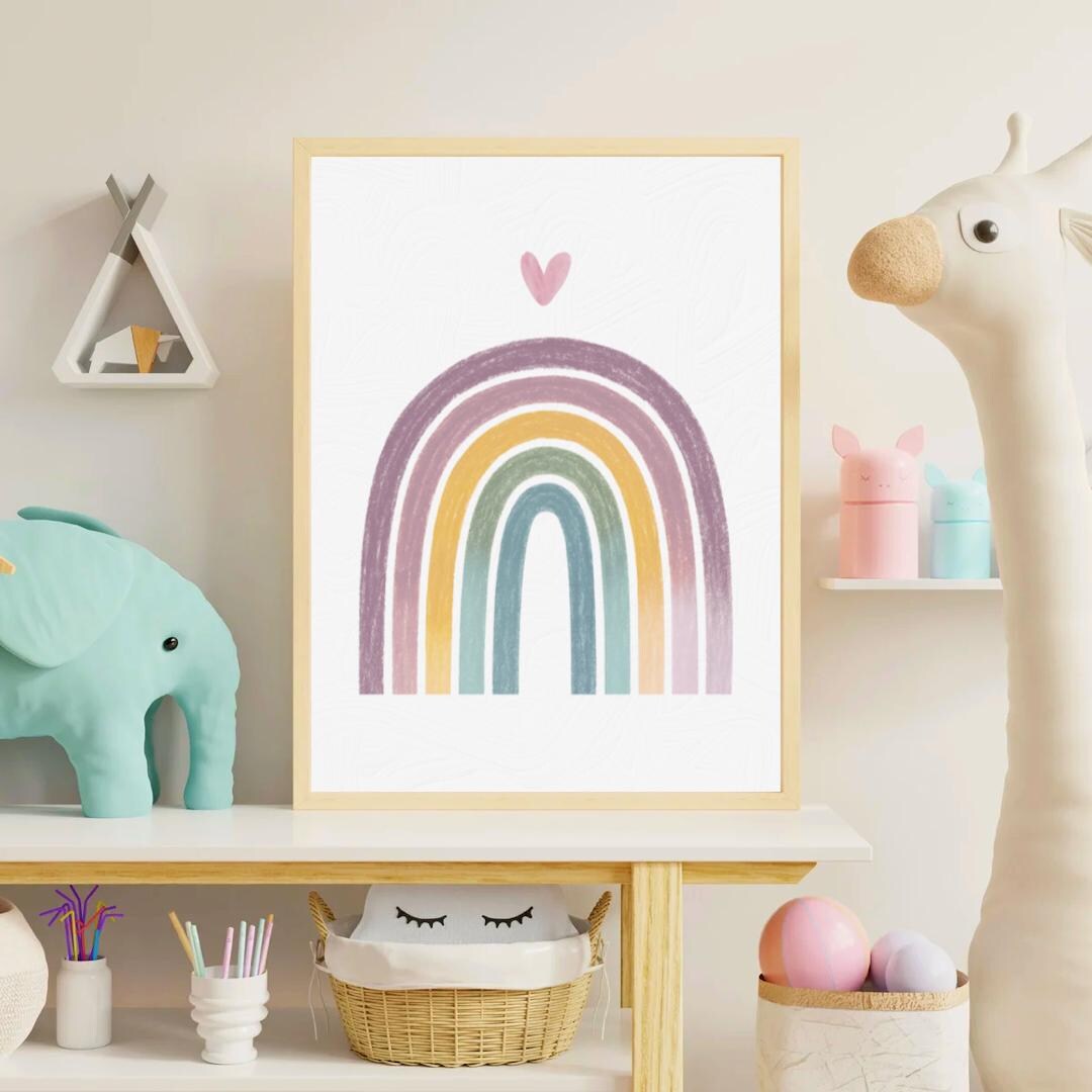 Rainbow Nursery Printable Wall Art, Neutral Baby Room Decor, Boho ...