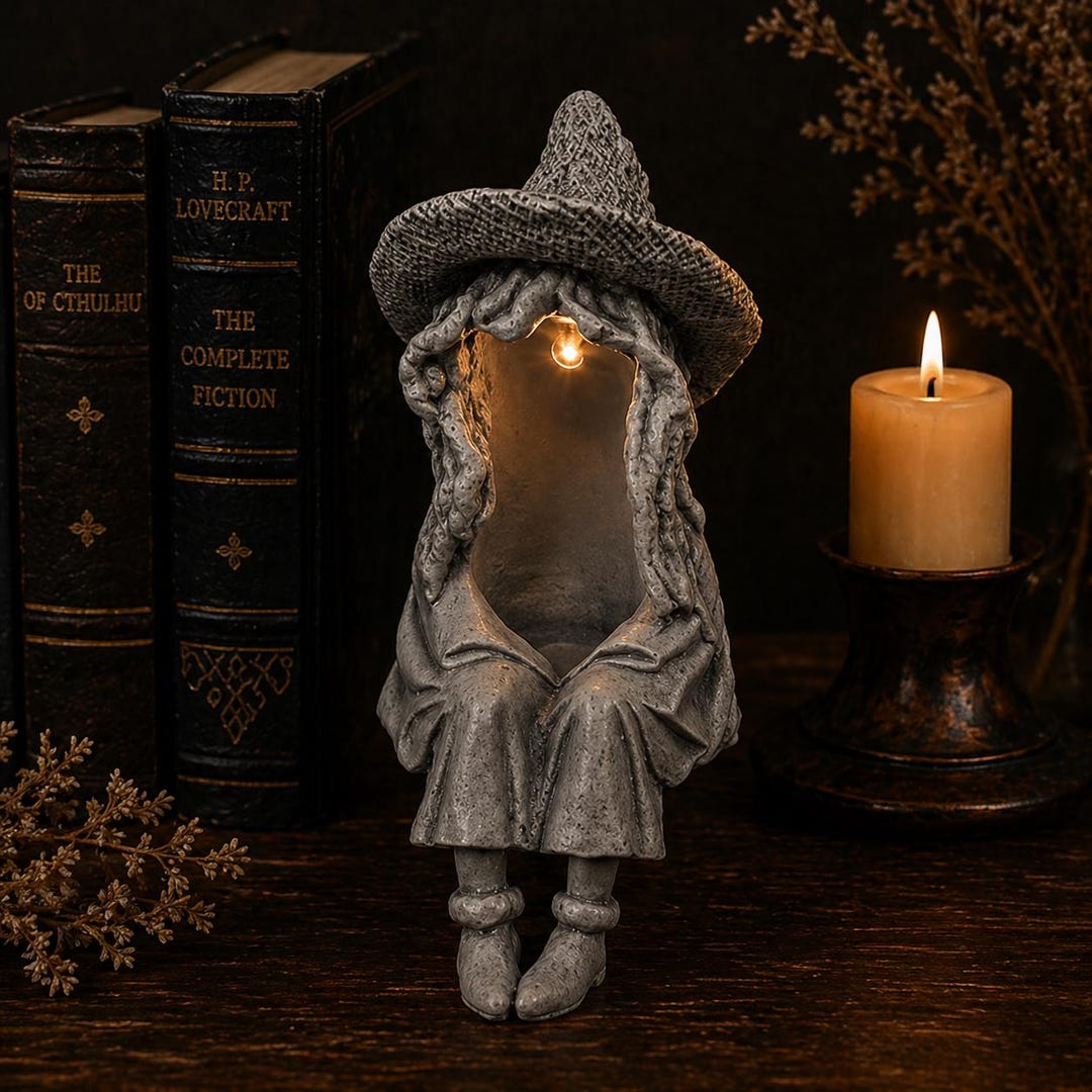 Witch Frame Face Less Gothic Witch Candle Holder Statue, Faceless Resin Figurine, Dark ...