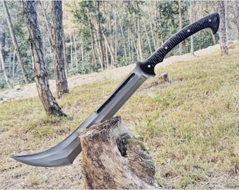 Machete/espada de acero al carbono hecho a mano a medida / Cuchillo de caza de espiga completa, hoja para acampar