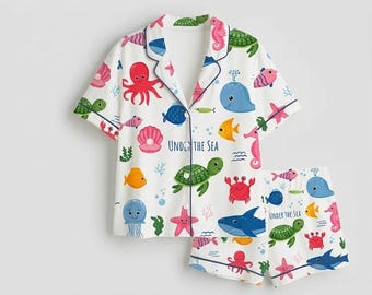 Beach Pajama Set Women, Coastal Pajamas Women Set, Nautical Pajamas Women, Beach Pajamas Women, Summer Pajamas Women, Gift For Her