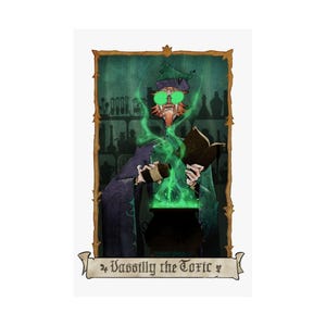 Fantasy Wizard Poster | Alchemist Art Print, RPG Magic Wall Decor, Medieval Potion Master, Nerd Game Room Illustration, Green Potion Art