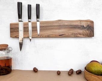 Soporte magnético para cuchillos: estante de pared de madera para organizar la cocina y ahorrar espacio.