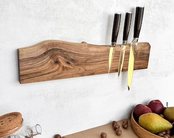 Walnut Magnetic Knife Strip — Interior Wall Accent for Elegant Kitchen Display Decor