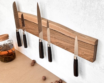 Magnetic Knife Holder — Wooden Wall Rack for kitchen organization and space saving