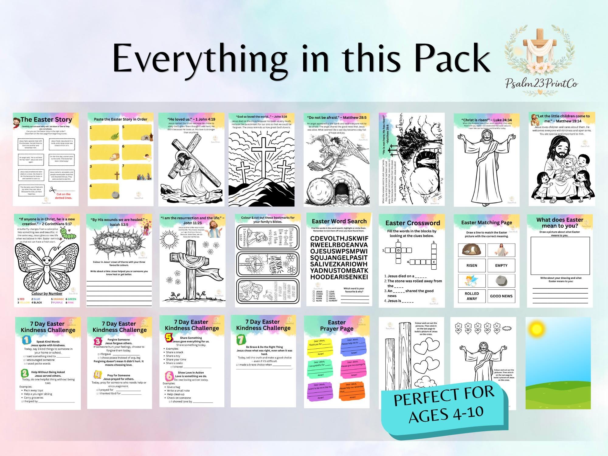 Christian Easter Activity Pack for Kids, Printable Easter Worksheets ...