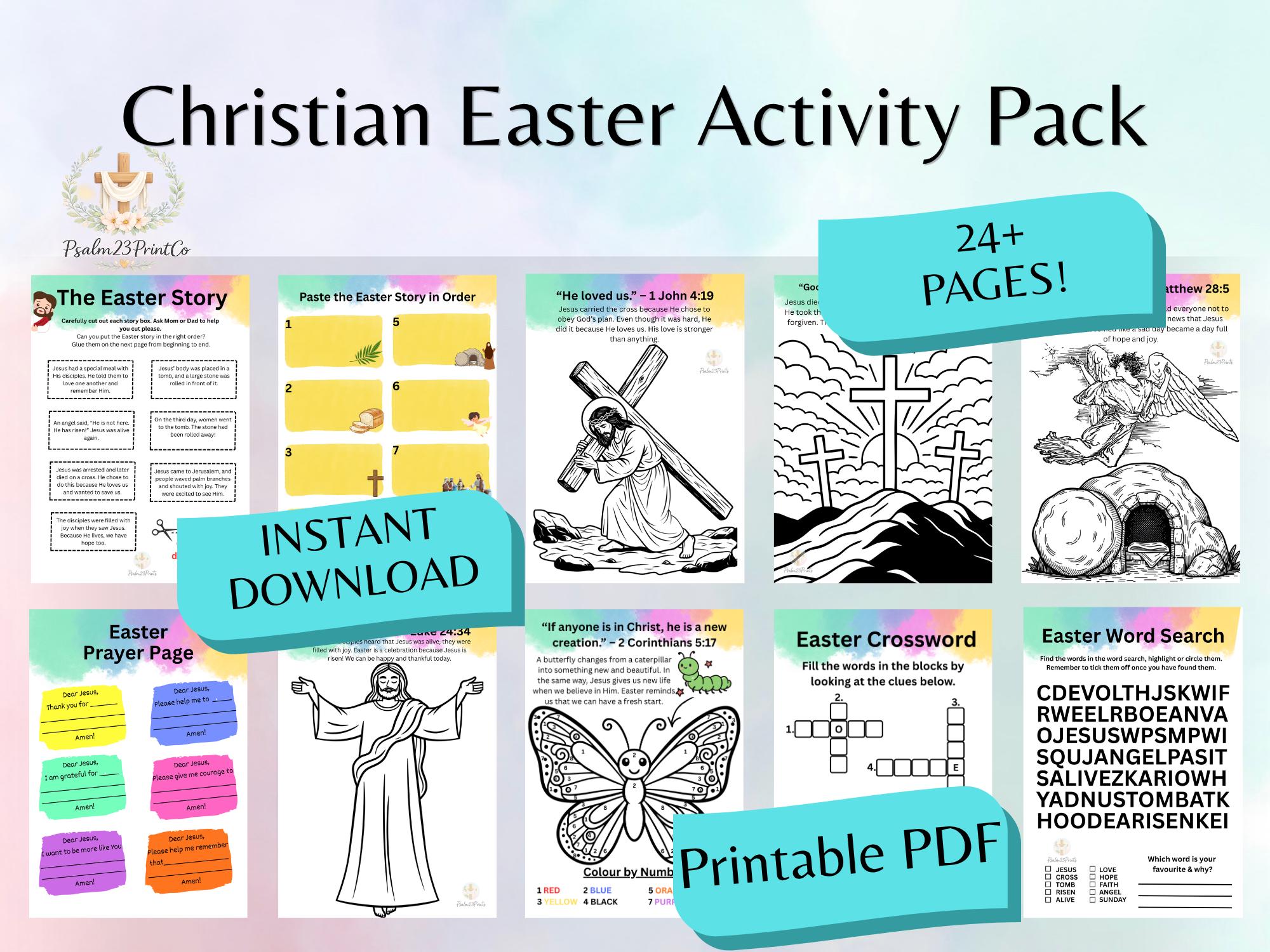 Christian Easter Activity Pack for Kids, Printable Easter Worksheets ...