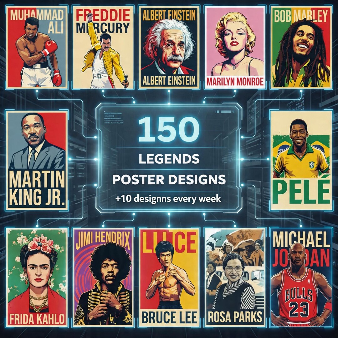 Legends Disign Pack of 150+ PNG Designs of Legends for POD & Business Brands | +10 ...