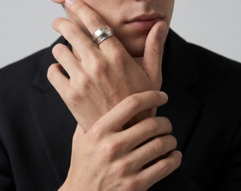 Handmade Retro Matte S999 Silver Ring, Vintage Scandinavian Open Band, Minimalist Statement Ring for All Genders