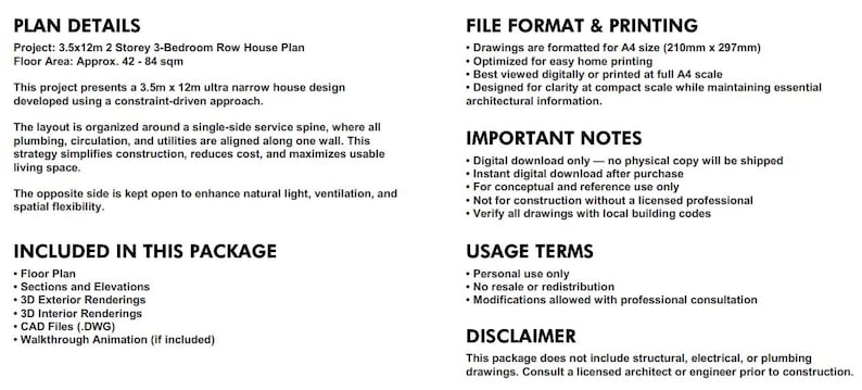 Autocad Report.pdf Ultra Narrow House Plan – 3.5x12m Compact 2 Storey Small Lot Design ...