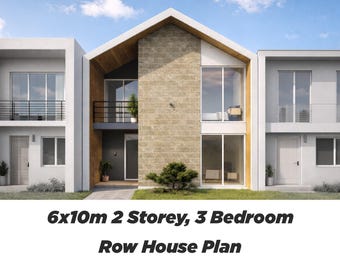 2-piętrowy dom szeregowy z 3 sypialniami, 120 m², 6 x 10 m (1291 stóp kwadratowych, 19'-8"x32'-9")