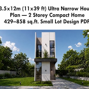 Ultra Narrow House Plan – 3.5x12m Compact 2 Storey Small Lot Design (PDF, CAD)