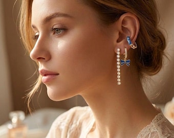 Steel huggie earrrings set , earrings and ear cuff