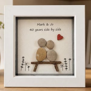 Personalised Ruby Wedding Anniversary Gift, Framed 40th Anniversary Pebble Art Picture