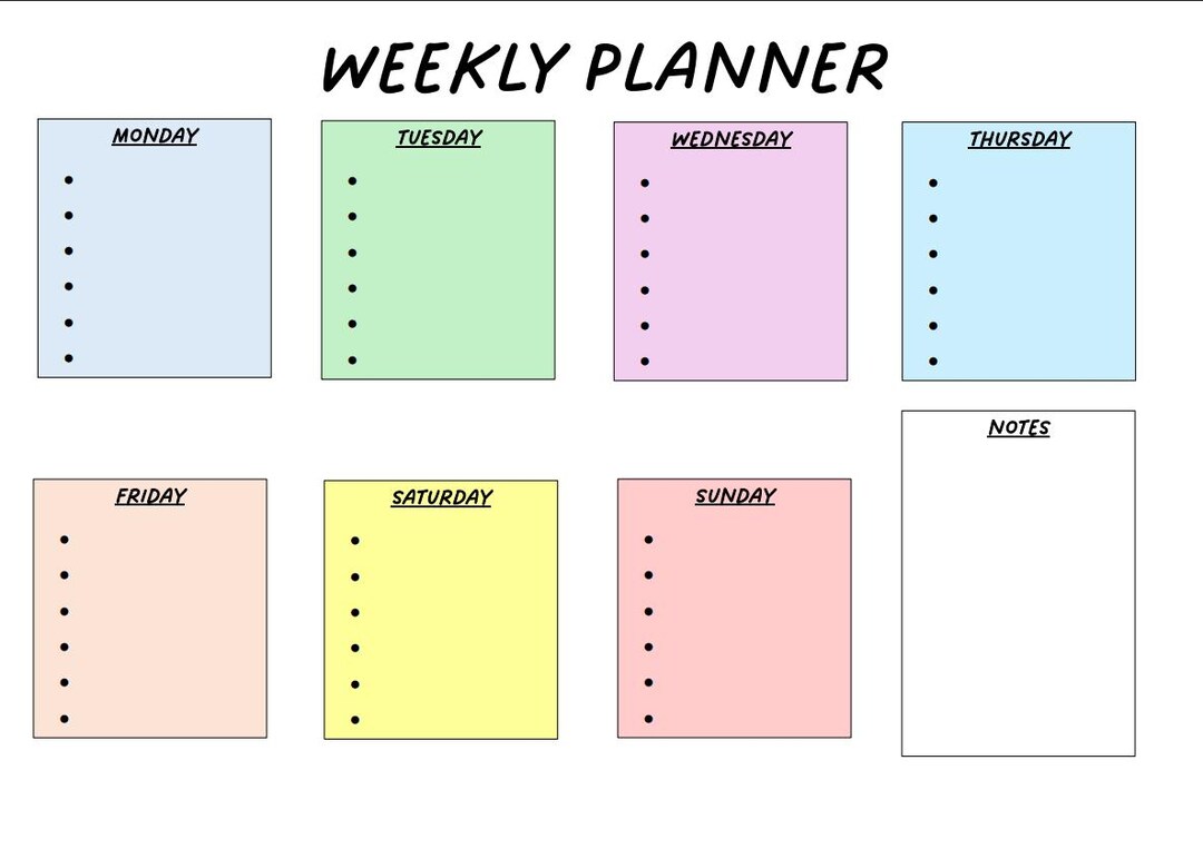 Simple Weekly Template - Etsy