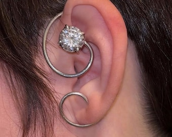 Non Piercing Ohrmanschette Sterling Silber mit Schmuckstein