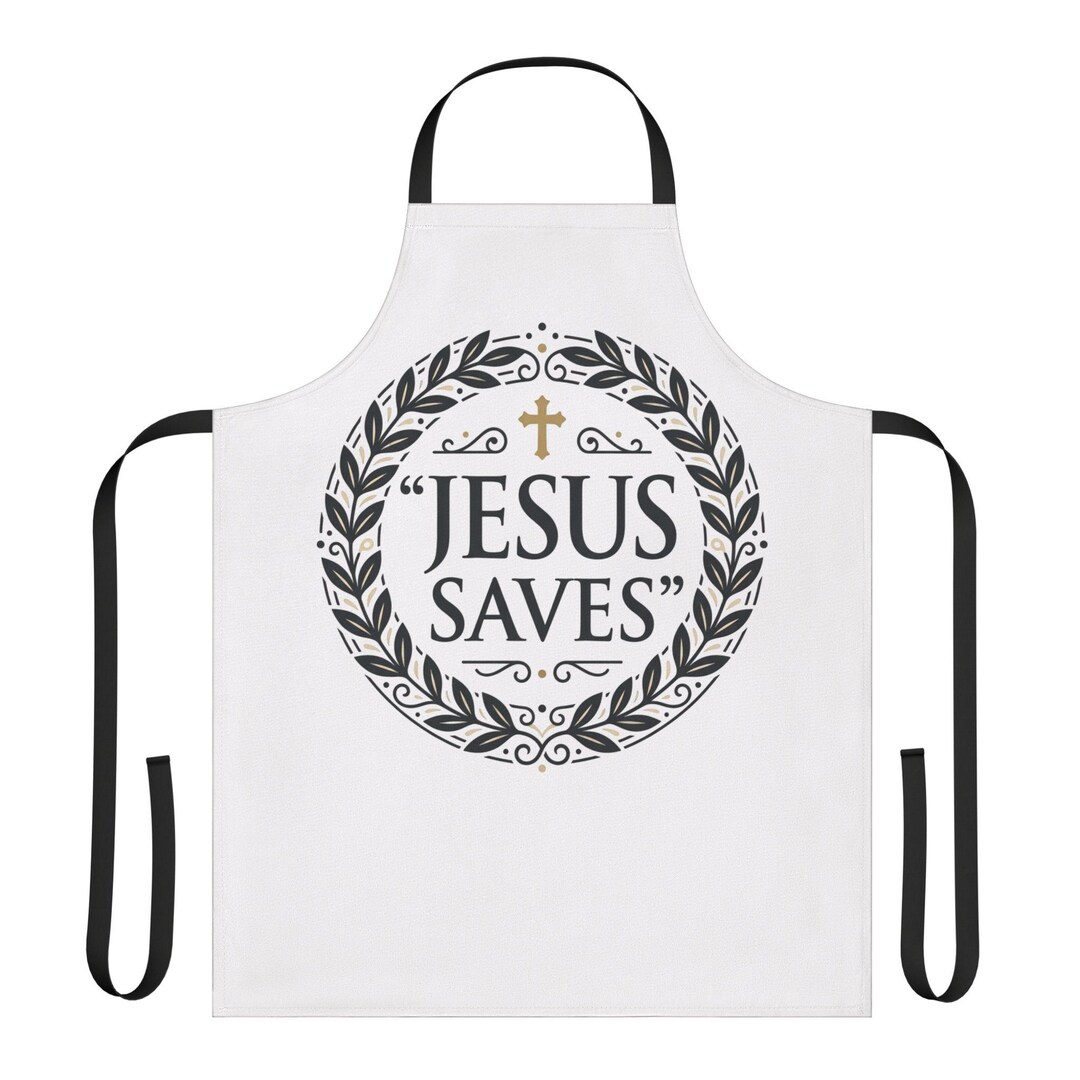 Jesus Saves Apron | Unisex Religious Faith Kitchen Apron, Cross Wreath ...