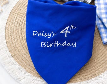 Personalized Birthday Dog Bandana, Custom Embroidered Pet Scarf with Name, Dog Birthday Outfit, Birthday Gift for Dog