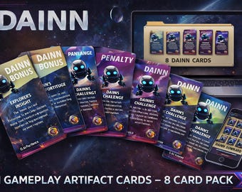 DAINN AI System Cards – 8 Card Gameplay Artifact Pack | Sci-Fi Strategy Game | Newdawn Universe