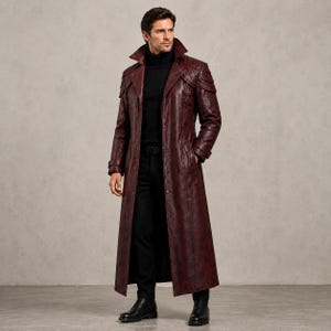 DMC Dante Burgundy Gothic Trench Coat | Devil May Cry 5 Cosplay Jacket | Full Length Leather Coat